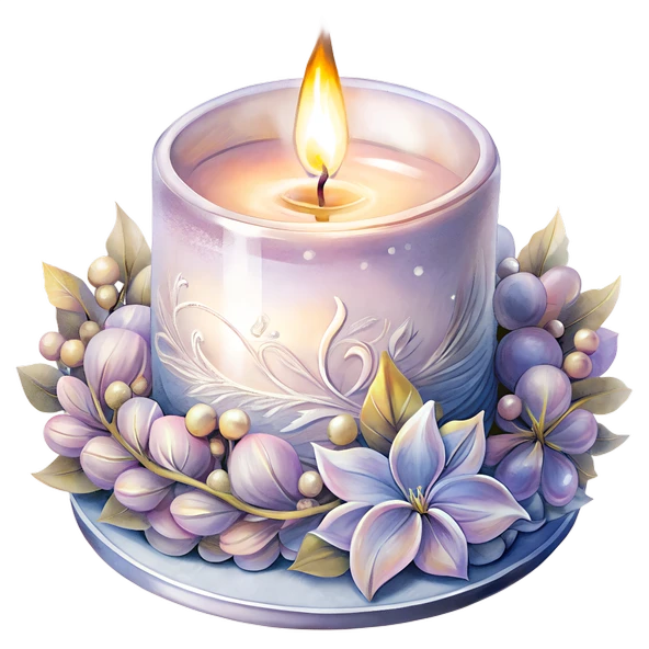 Mor Çiçekli ve Meyveli Mum Duvar Stickerı ürün görseli 1