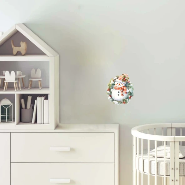 Çelenkli Karlı Adam Duvar Stickerı