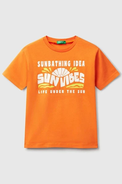 United Colors of Benetton Erkek Çocuk Tshirt Turuncu 3JERC10PE
