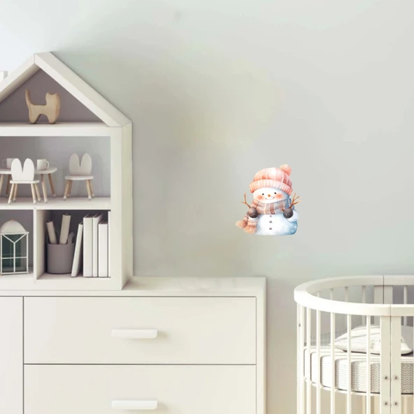 Kulaklıklı Karlı Adam Duvar Stickerı ürün görseli 1