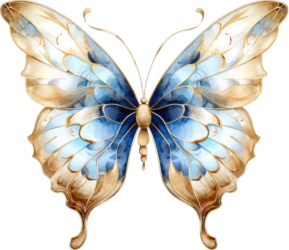 Beyaz ve Mavi Tonlarında Kelebek Duvar Stickerı - Resim 2