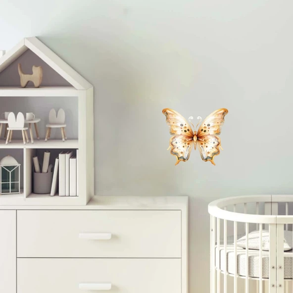 Kahverengi Tonlarında Benekli Kelebek Duvar Stickerı ürün görseli 1