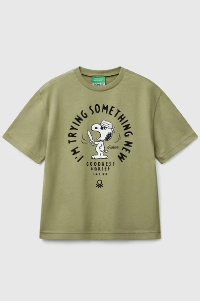 United Colors of Benetton Erkek Çocuk Tshirt Haki 3X1SC10NI