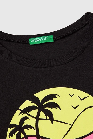 United Colors of Benetton Kız Çocuk G Tshirt Siyah 3JERC10PB - 3