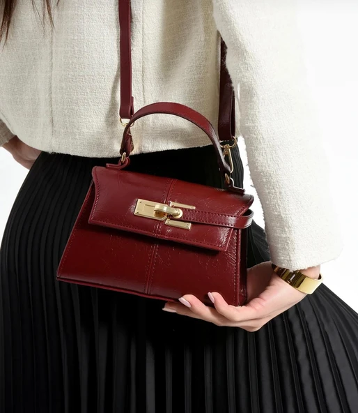 Lisbond Elegance Anastasia Model Bordo Kadın El Ve Omuz Çantası