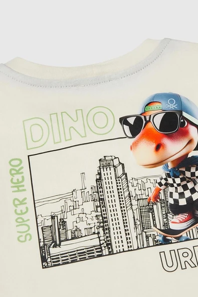 United Colors of Benetton Erkek Çocuk Tokyo T shirt Ekru 35RYG10I7 - 3