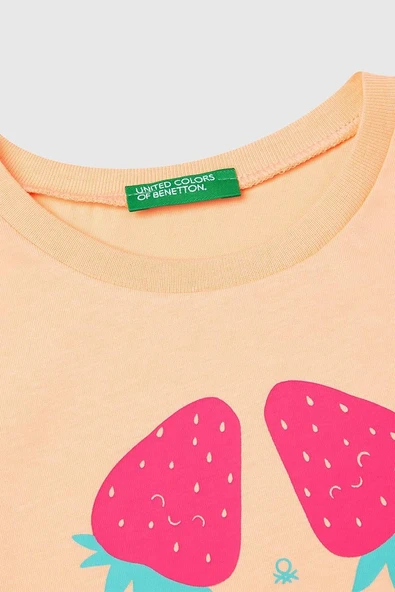 United Colors of Benetton Kız Çocuk Tshirt Turuncu 3JERG10J3 - 3