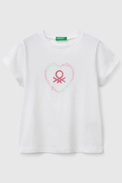 United Colors of Benetton Kız Çocuk T shirt Beyaz 3I1XG10HU