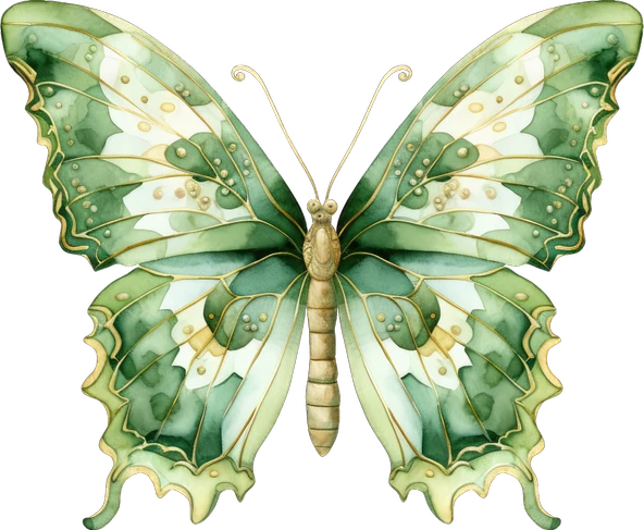 Desenli Yeşil Kelebek Duvar Stickerı - Resim 2