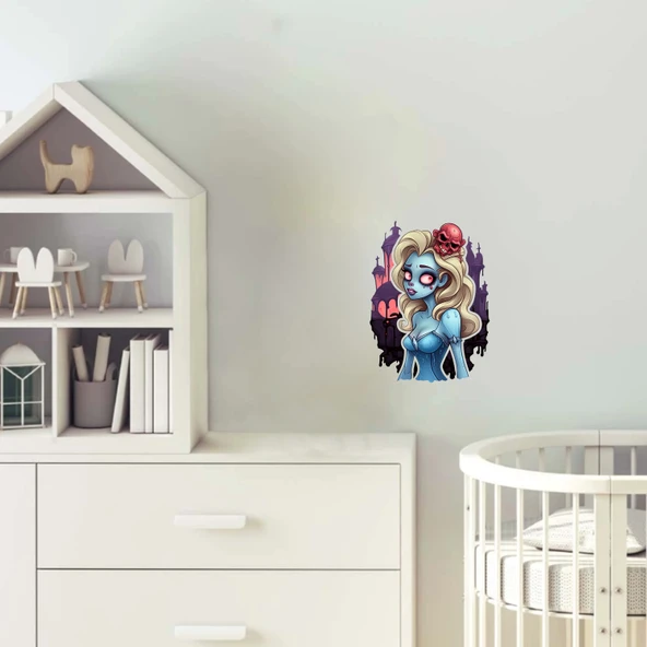 Gotik Şato Fonlu Zombi Kız Duvar Stickerı ürün görseli 1
