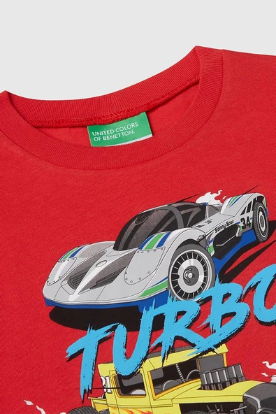 United Colors of Benetton Erkek Çocuk Hot Wheels T shirt Kırmızı 3I1XG10I3 - 3