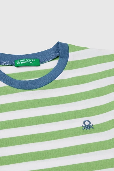 United Colors of Benetton Erkek Çocuk Çizgili T shirt Yeşil 3FHXG10HR - 3