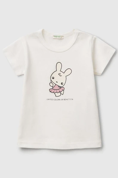United Colors of Benetton Erkek Bebek T shirt Beyaz 3I9WA1062 - 1