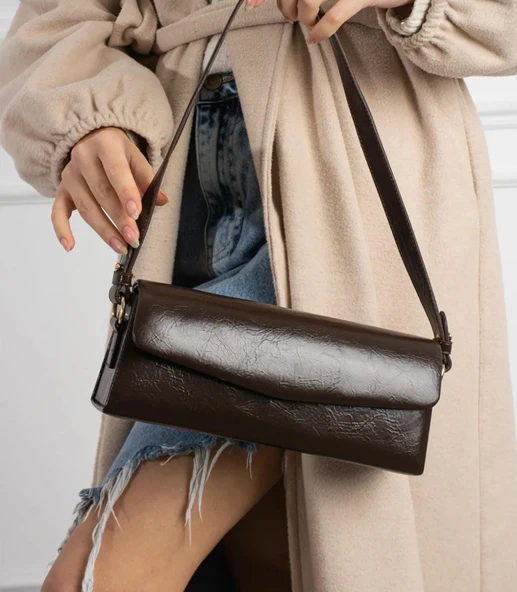 Lisbond Elegance Gloria Model Acı Kahve Deri Kadın El Ve Omuz Çantası