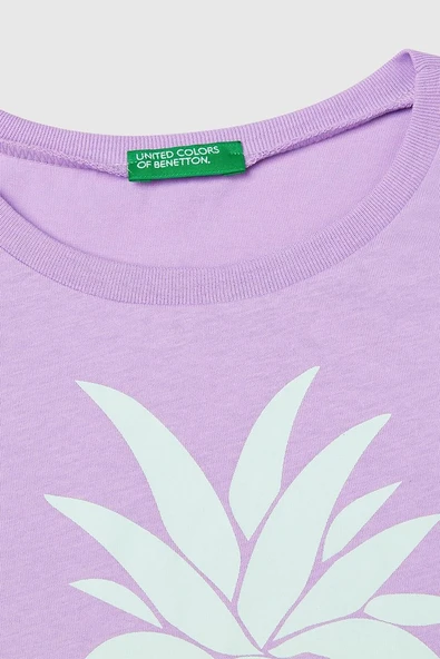 United Colors of Benetton Kız Çocuk G Tshirt Lila 3JERC10PB - 3
