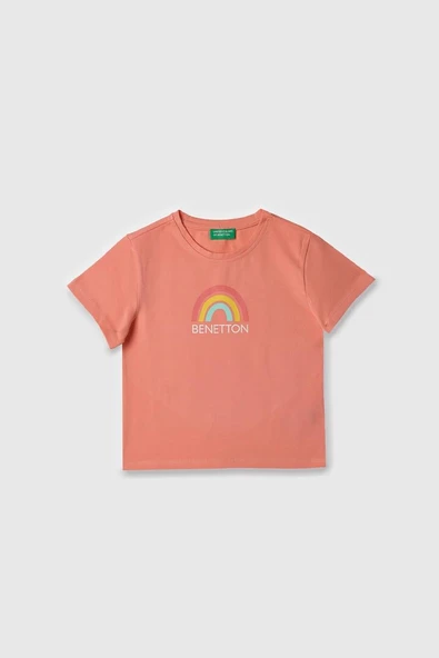 United Colors of Benetton Kız Çocuk T shirt K.Pudra BNT-G21814