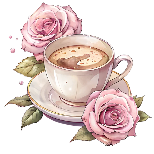 Pembe Güllü Kahve Fincanı