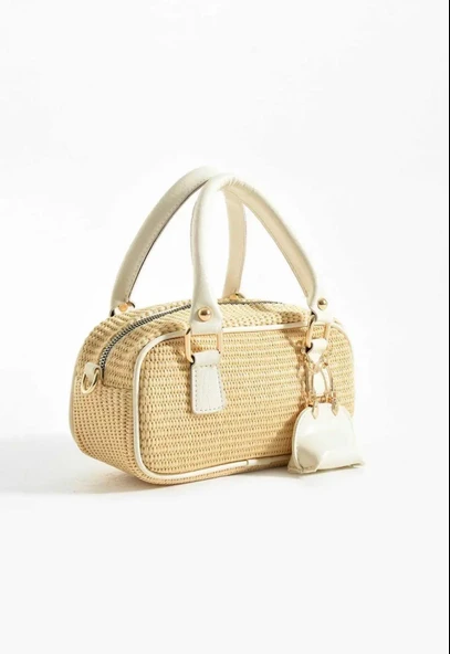 Lisbond Elegance Model Hasır Beyaz Charm Hediyeli Kadın El Ve Omuz Çantası - 3