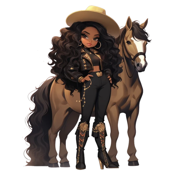 Siyah Deri Ceketli Havalı Kovboy Kız Duvar Stickerı