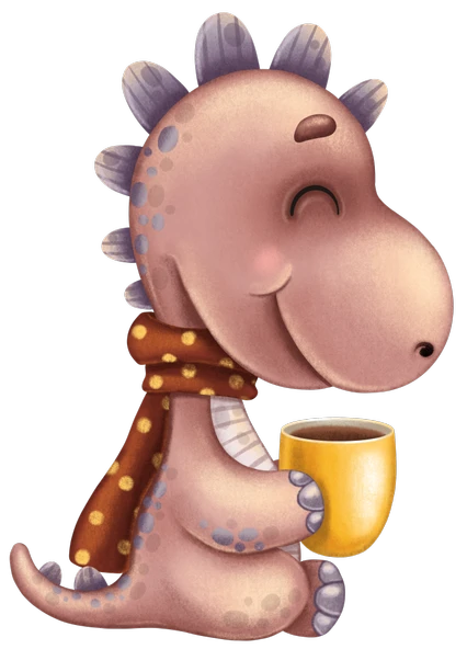 Kahve İçen Dinozor Duvar Stickerı