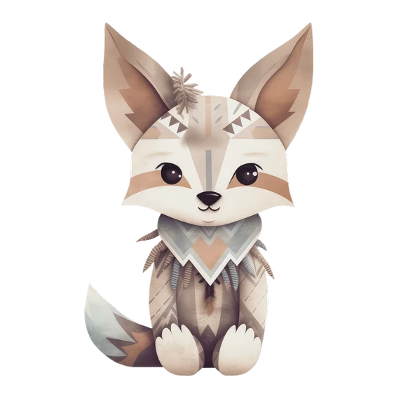 Etnik Desenli Minik Tilki Yavrusu Duvar Stickerı ürün görseli 1