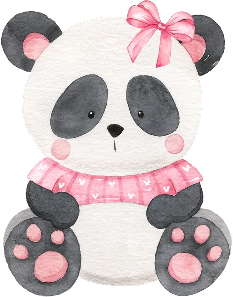 Fiyonklu Pembe Kazaklı Panda Duvar Stickerı ürün görseli 1