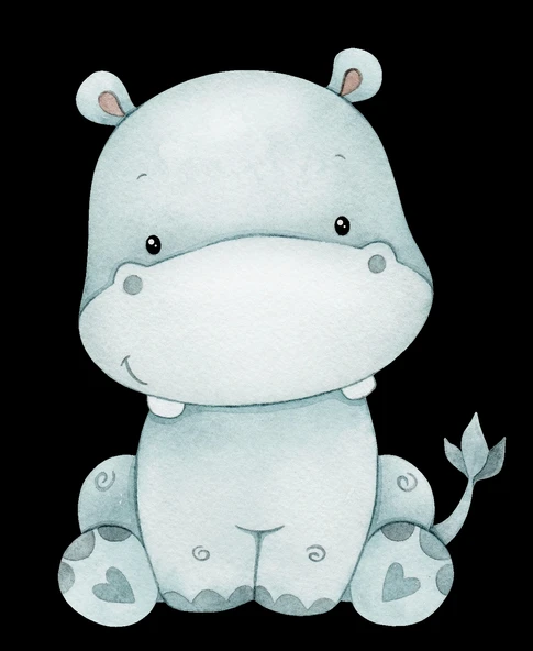 Oturan Su Aygırı Duvar Stickerı ürün görseli 1