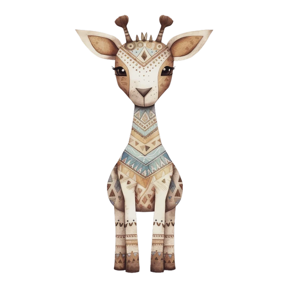 Etnik Desenli Zarif Zürafa Duvar Stickerı ürün görseli 1