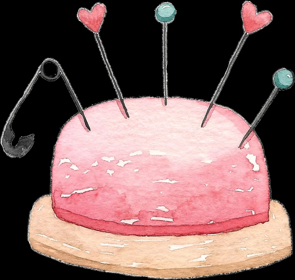 Pembe İğnelik ve Toplu İğneler Duvar Stickerı ürün görseli 1