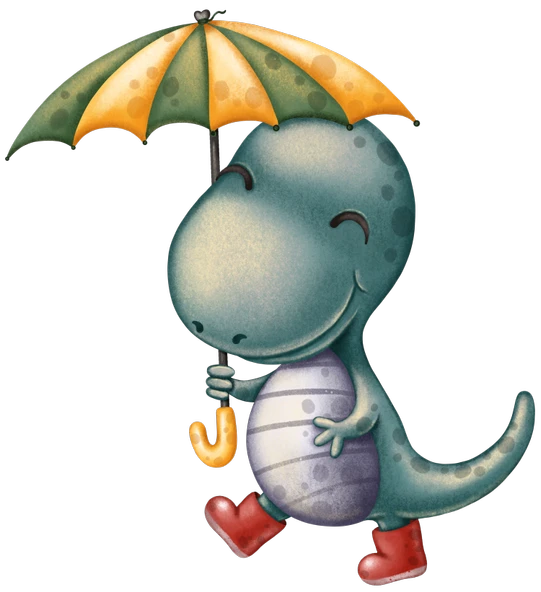 Şemsiyeli Dinozor Duvar Stickerı ürün görseli 1