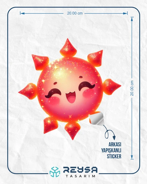 Mor-Turuncu Işıltılı Güneş Duvar Stickerı - Resim 2