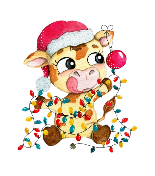 Noel Işıklı İnek Duvar Stickerı ürün görseli 1