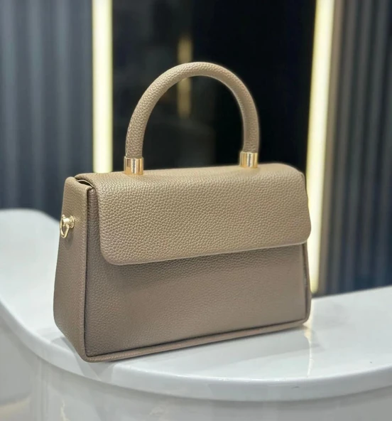 Lisbond Elegance Leone Model Koyu Vizon Kadın El Ve Omuz Çantası