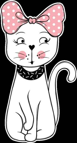 Fiyonklu Beyaz Kedi Duvar Stickerı ürün görseli 1