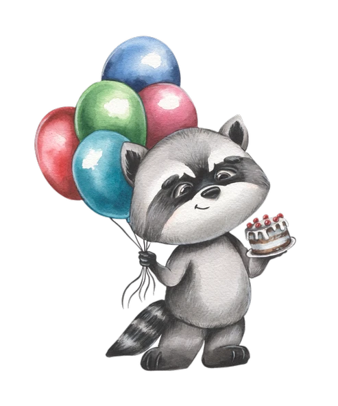 Balonlu Rakun Duvar Stickerı ürün görseli 1