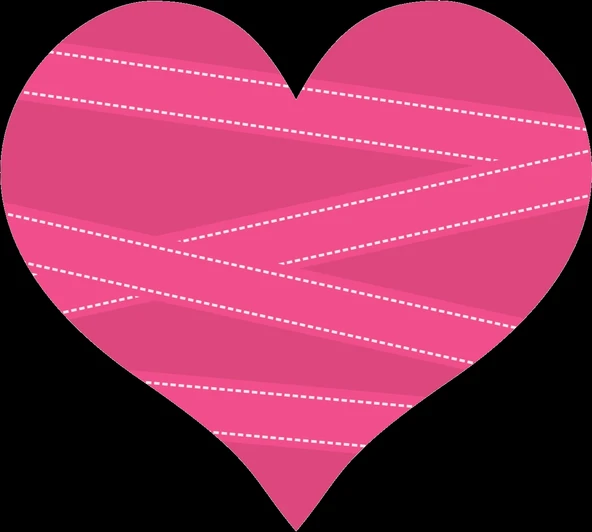 Çizgili Pembe Kalp Duvar Stickerı ürün görseli 1