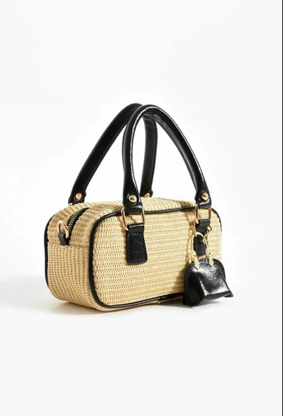 Lisbond Elegance Model Hasır Siyah Charm Hediyeli Kadın El Ve Omuz Çantası - 2