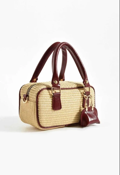 Lisbond Elegance Model Hasır Bordo Charm Hediyeli Kadın El Ve Omuz Çantası - 3