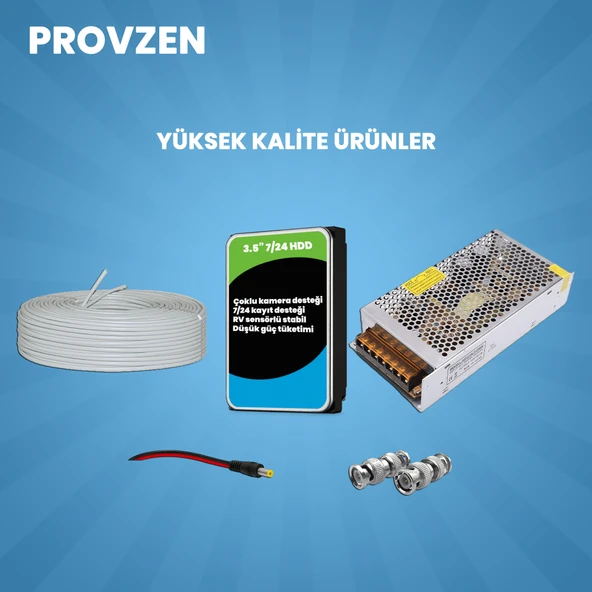 PROVZEN UNV 8 KAMERALI 7/24 RENKLİ GÜVENLİK KAMERASI MİKROFONLU - 4