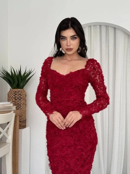 Folers Çiçek Desenli Elbise - 4