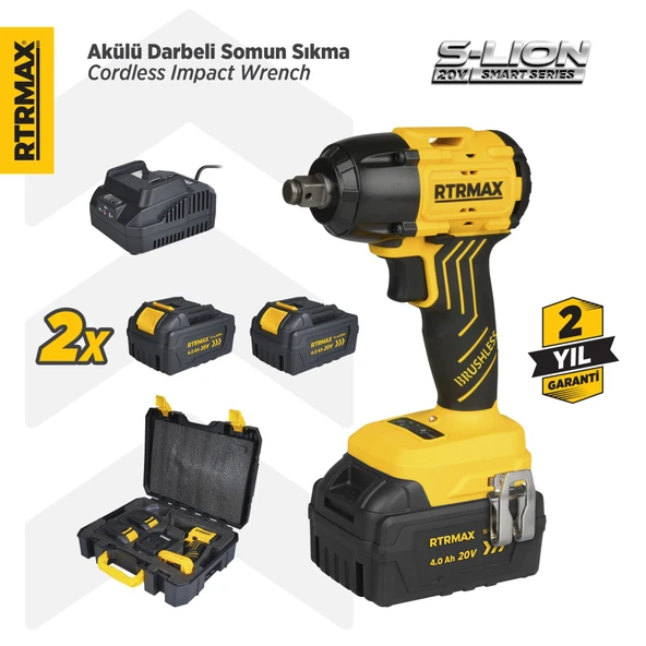 RTS5030 Şarjlı Somun Sıkma Makinası Kömürsüz 1/2'' 350 Nm 2x4 Ah 20V Çift Akü S-Lion - Akü Dahil - 2