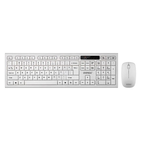 Everest KM-6121 Beyaz Kablosuz Q Slim Klavye + Mouse Set 32007