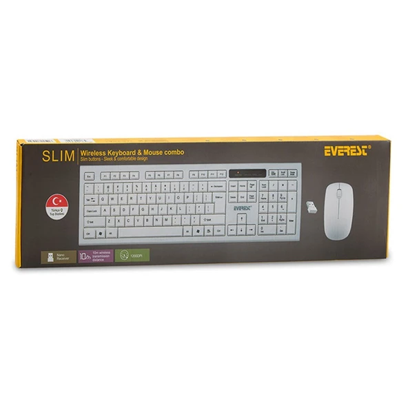 Everest KM-6121 Beyaz Kablosuz Q Slim Klavye + Mouse Set 32007 - 4