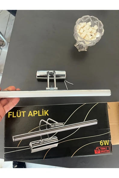 Pratik Elektromarket  35 Cm Siyah Beyaz Işık Ayna Üstü Duvar Tablo Flüt Aplik Beyaz Işık - 3