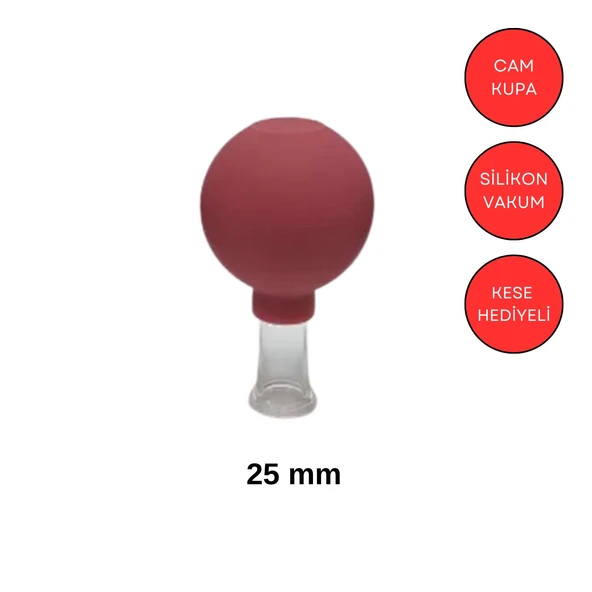 Silikon Vakumlu Yüz ve Boyun İçin Cam Masaj Kupası No:2 Kırmızı Renk ürün görseli