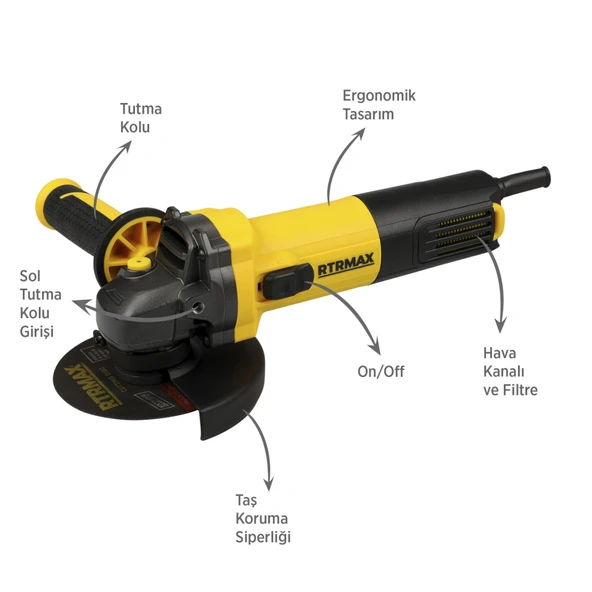 RTM102 Avuç Taşlama Makinası 115 mm 750 W - 3