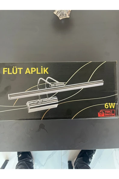 Pratik Elektromarket  35 Cm Siyah Beyaz Işık Ayna Üstü Duvar Tablo Flüt Aplik Beyaz Işık - 6