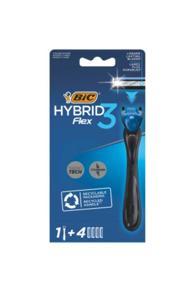 Bic Hybrid 3 Flex 1 Tıraş Bıçağı Sapı + 4 Adet Tıraş Bıçağı