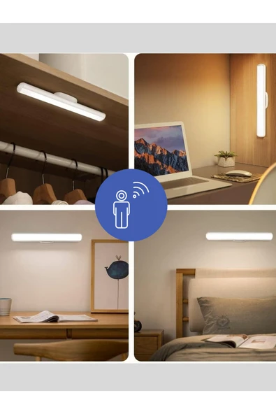 Hightek  Hareket Sensörlü Şarjlı Kablosuz Dokunmatik Mıknatıslı Led Aplik  - 3 Farklı Işık - 2