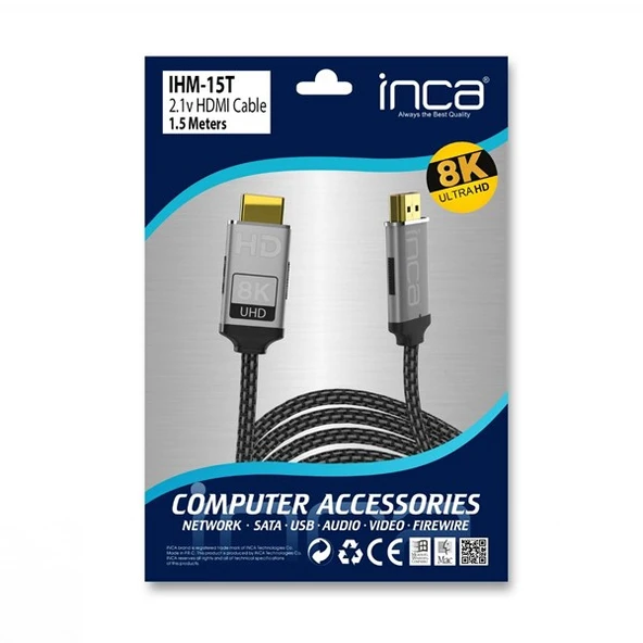INCA IHM-15T 1.5metre HDMI Görüntü Kablosu 2.1v 8K - 5